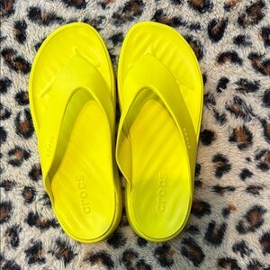 CROCS Bright Yellow Foam Flip Sandals